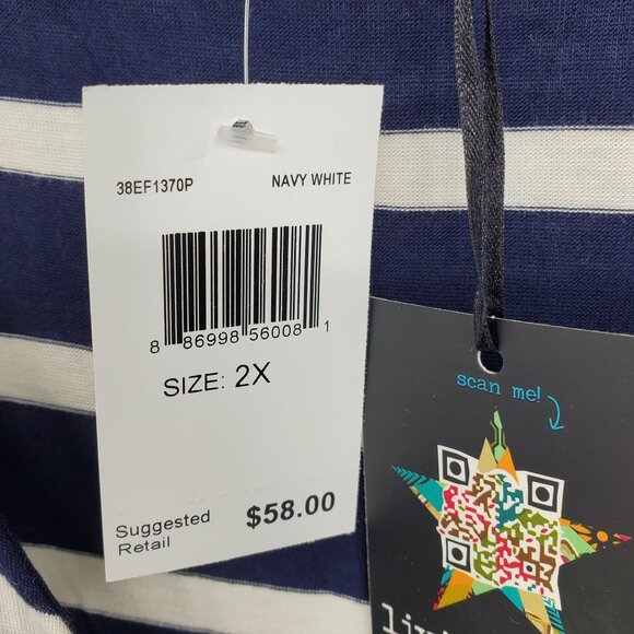 NWT Living Doll Navy Blue and White Surplice Neck Short Sleeve Above Knee Dress - Picture 3 of 14